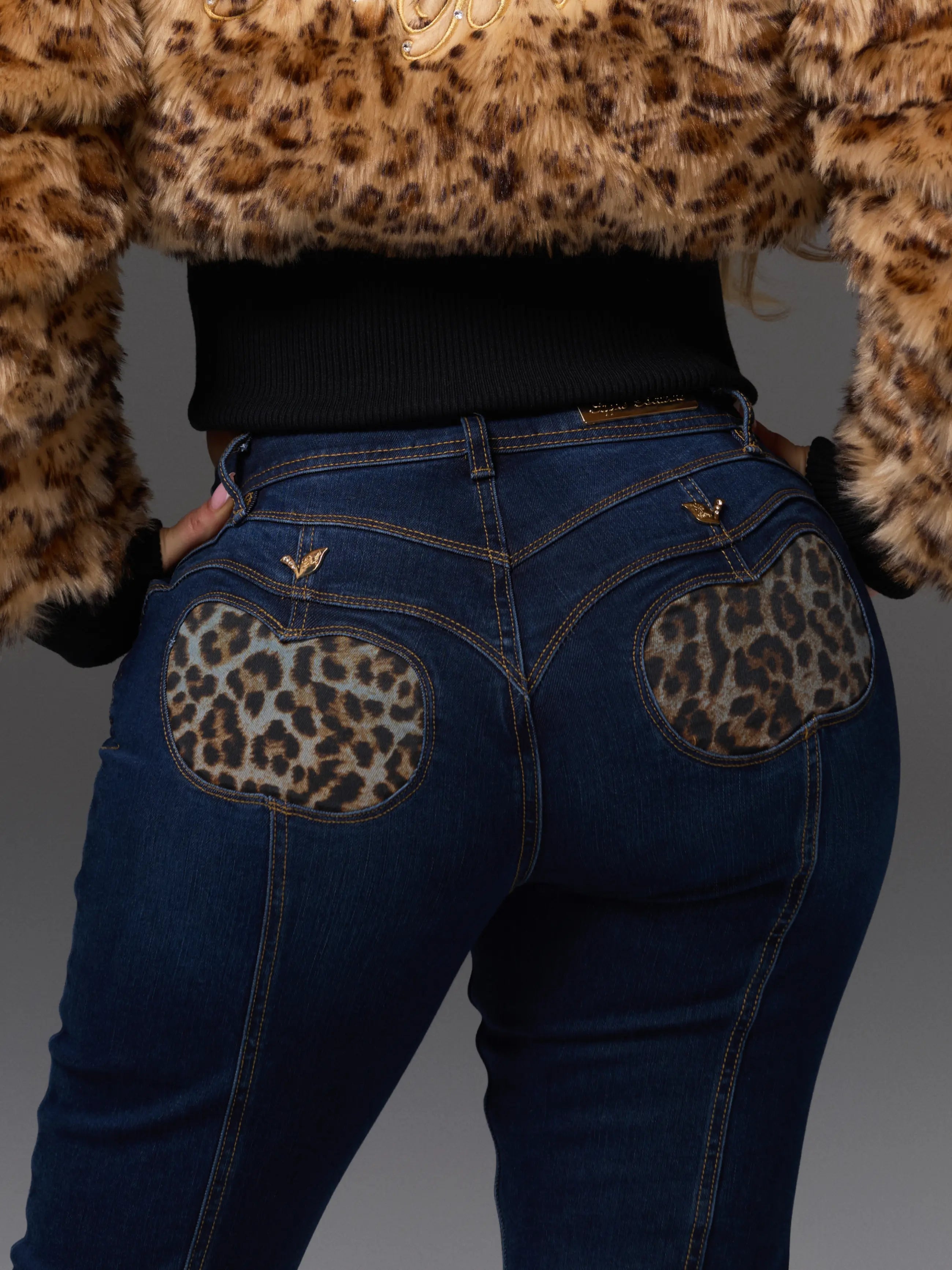 Cheetah Apple Pocket Low-Rise Jean