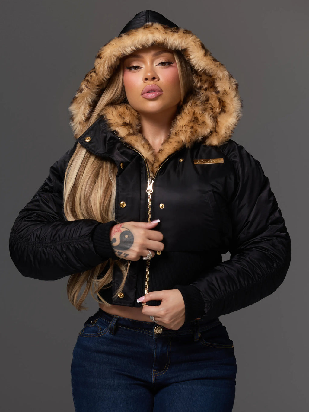 Reversible Fur/Nylon Puffer