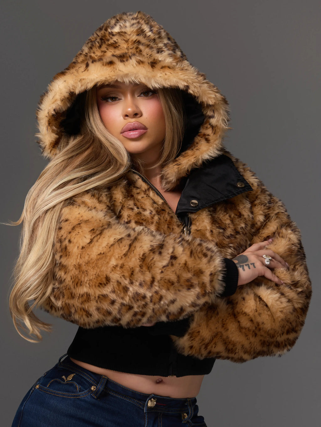 Reversible Fur/Nylon Puffer